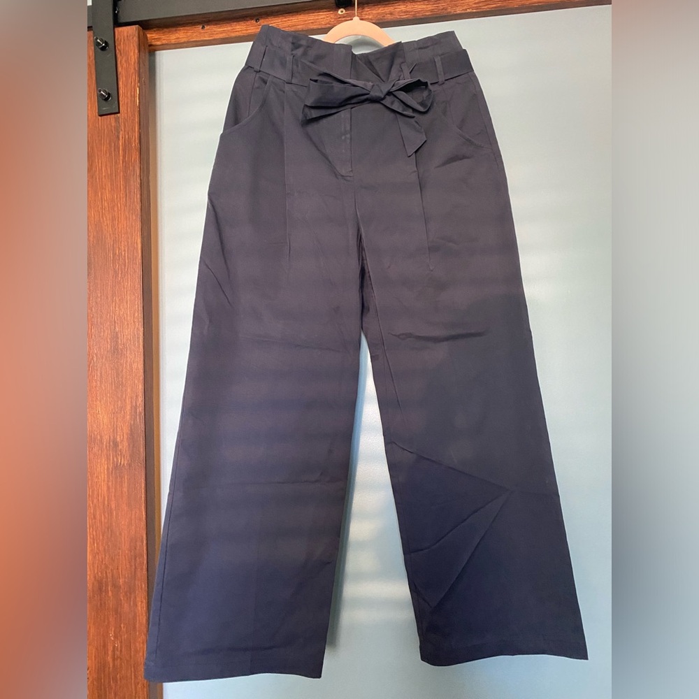 Mango paper bag pants with tie at the waist